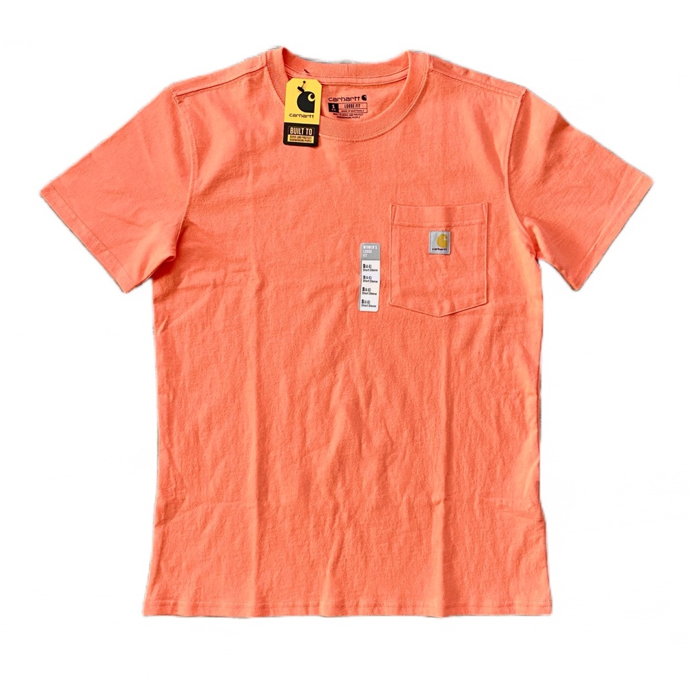 Carhartt Shirt Women’s Loose Fit Heavyweight Short Sleeve Coral Size Small
